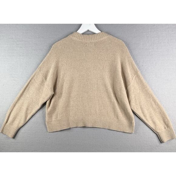 Quince 100% Organic Cotton Cropped Cardigan Womens Sz L Cement Tan Minimalist - Picture 5 of 11